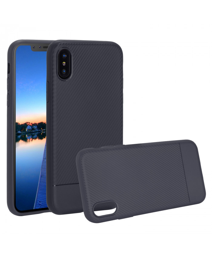 TOROTON iPhone X Case,Ultra Slim TPU Shockproof Case Cover with Carbon Fiber Soft Flexible Protective Shell Cover for New iPhone X (A1865 A1901) -Navy